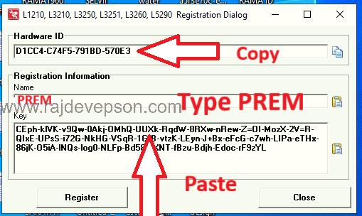 epson reset key