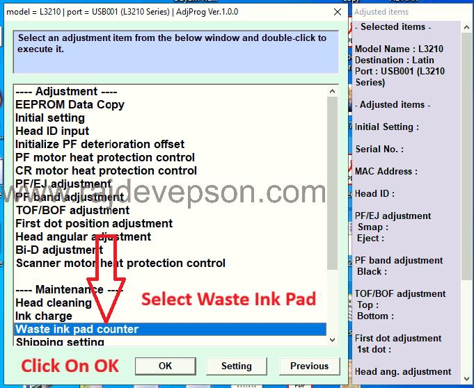 resetter l3210 epson priner